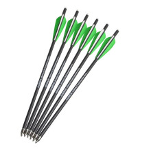16/17 Inch Carbon Arrows for Archery with Green/White Feather, 12PCS