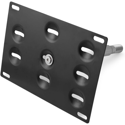 Car Front License Plate Mount Frame Bracket Aluminum License Plate Relocator Tow Hook 2