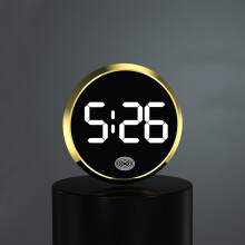 Car LED Clock with Trendy Display and Date Time for Dashboard or Interior Decoration Golden White