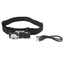 Multifunktionale LED-Stirnlampe mit Ratschen-Lichteinstellung, aus Flugzeugaluminium, wasserbeständig und wasserdicht nach IPX4, wiederaufladbar,