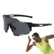 Mountain Bike Sunglasses For Men Windproof Dustproof Cycling Glasses For Riding Golf Running Black Frame Grey Lens