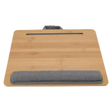 Laptop-Ablage aus Bambus, verstellbarer Schoßschreibtisch für unterwegs, ergonomisches Design mit weichem Kissen für maximalen Komfort