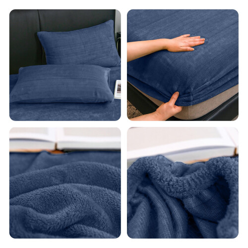 Μαλακά βελούδινα σεντόνια fleece Queen size, σετ κλινοσκεπασμάτων Super Lush Polar Fleece με σχέδιο 2