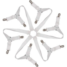 Eenvoudig te installeren, brede compatibiliteit, stevige elastische banden, lakenspanners voor eenpersoonsbedden tot kingsize bedden, zwart (6 stuks)