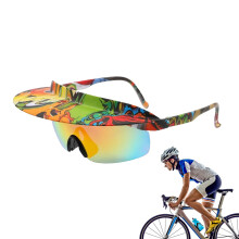 Glasses For Cycling, UV400 Polycarbonate Lenses, Mirrored Visor Sunglasses, Running Sunglasses, Hiking Trekking