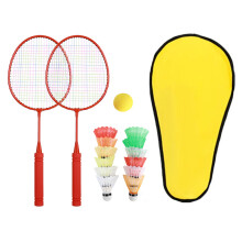 Barnbadmintonracketset för nybörjare, halkfritt läderhandtag, lätt och bärbart, med badmintonbollar och bärväska för inomhus- och utomhusspel