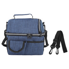 Isolierte Lunchtasche für Damen und Herren, zweigeteilte Kühltasche, auslaufsichere Thermo-Bento-Box mit verstellbarem Schultergurt und einfacher