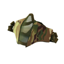 Máscara de proteção estilo militar para jogos de guerra, ajustável e dobrável, em malha de aço carbono e tecido Oxford, ideal para caça e tiro.