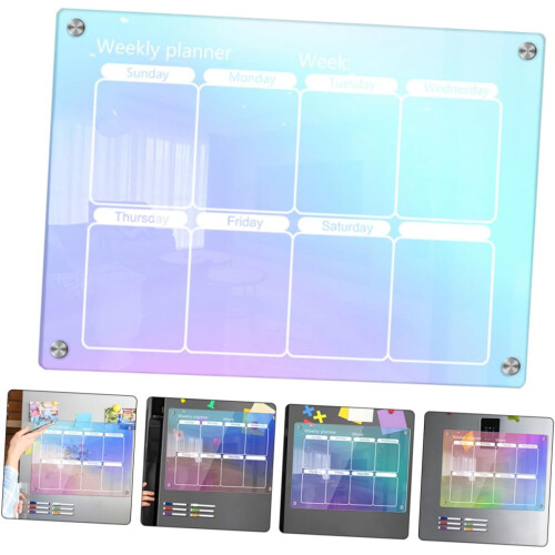 1 Set Magnetic Weekly Planner with Wipeable Design for Refrigerator 2