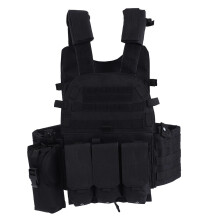 Colete tático respirável para airsoft com sistema MOLLE, design de liberação rápida, colete de combate leve e modular, colete militar com bolsas