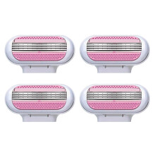 Snap Razor Refill Blades 4 Pcs Compatible with Women's Razor 3Layer Blades for Smooth Shaving Pink