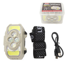 Wasserdichte Stirnlampe mit Bewegungssensor, wiederaufladbare LED-Stirnlampe mit hellen LEDs, 6 Leuchtmodi, verstellbaren Riemen und leichtem