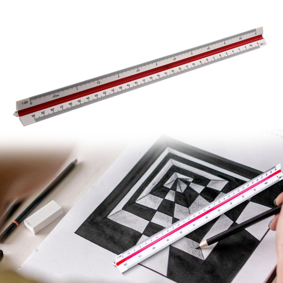 Plastic Scale Ruler, Triangular, Metric Scales, 1:201:125, 30 Cm 9119770207715
