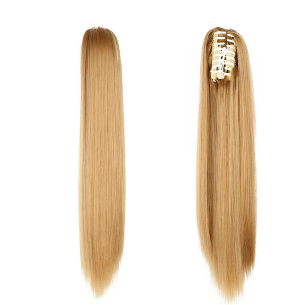 Unisex Black 22Inch Synthesis Hair Ponytail Clipin Synthetic Wrapon Long Wavy Curly For Women