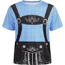 Oktoberfest TShirt with Dungarees and Checked Pattern Funny Print