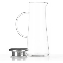 Brocca in vetro con coperchio per bevande calde e fredde, caraffa per acqua in vetro borosilicato resistente al calore con manico, beccuccio