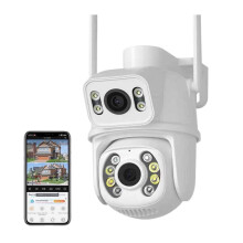 Security Cameras Wireless Outdoor 4K 8MP IP PTZ Camera With Night Vision, Human Detection, Dual Screen, 64GB Card