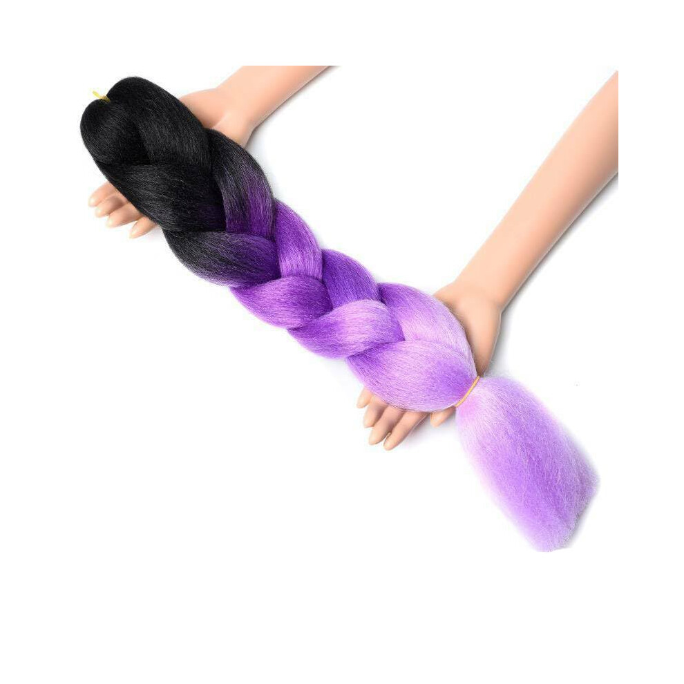 Unisex Blue,Pink,Purple 24' Synthetic Braiding Hair Pink Purple Blue Blonde Ombre Jumbo Braids 24Inch Length, 100G/Pack, Hair Extensions