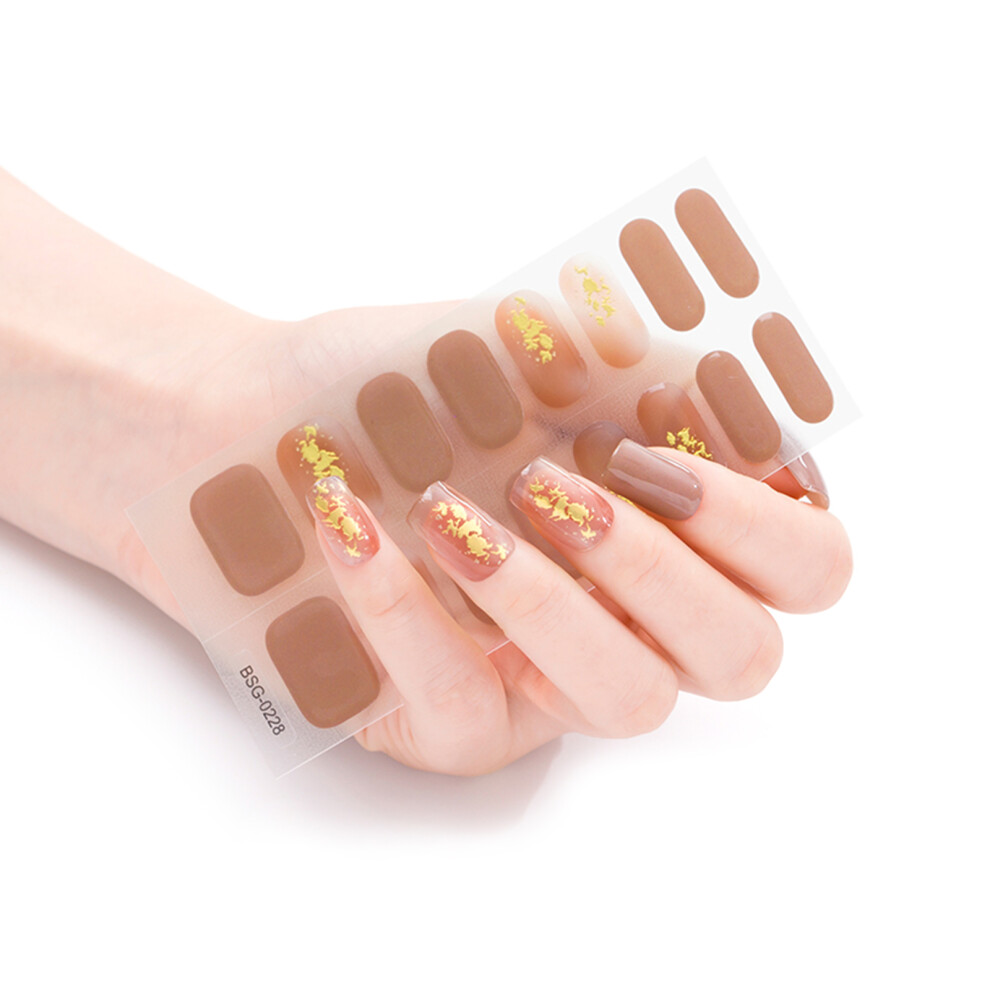 16Pcs/pack Nail Wraps Women Nail Polish Strips Solid-BSG228
