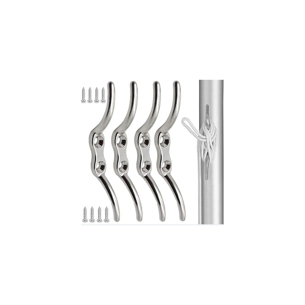 Stainless Steel Rope Cleat Hooks, Smooth Surface Corrosion Resistant Anchors For Marine Environments And Creative Diy Projects 9454554842677