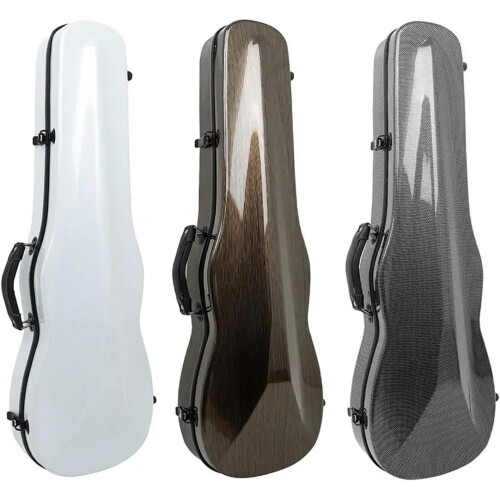 Violin Case 4/4 Carbon Fiber Lightweight Triangular Case Hygrometer Portable White 1