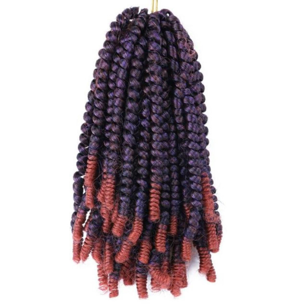 Unisex Purple 8Inch Spring Twist Hair Afro Fluffy Synthetic Twist Braids Ombre Crochet Hair Extensions For Women 350 9Pcs/Lot
