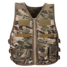 Colete tático infantil para atividades ao ar livre, estilo militar, com tecido respirável e velcro multifuncional. Equipamento tático durável com