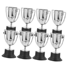 8pcs Mini Trophy Set Plastic Electroplated Silver Finish For Baseball And Soccer Kids Party Awards Sports Decoration