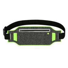 Pochete fina para corrida, acessório fitness à prova d'água e submersível com faixas refletoras e orifício para fones de ouvido, ajustável para