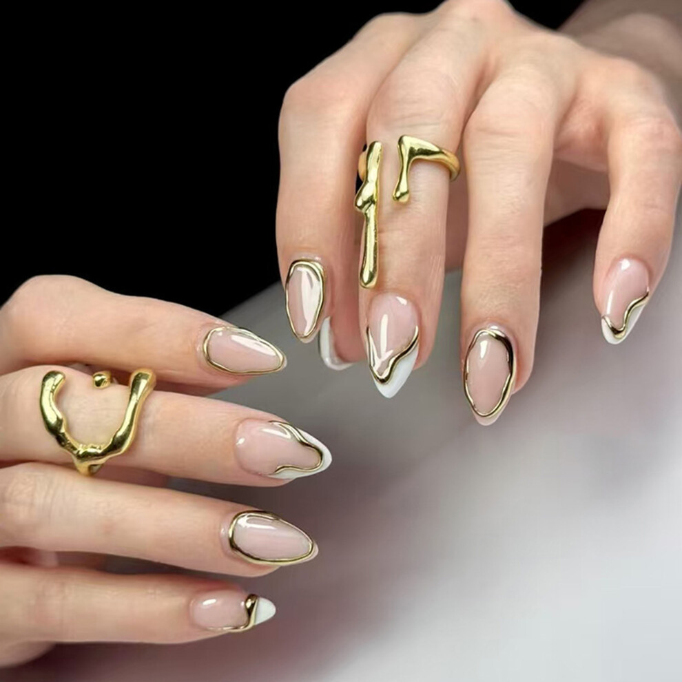 24Pcs Designs Fake Nail Almond Press on Nail False Nail Tips