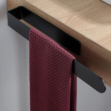 Barra para toallas adhesiva, perfecta para baños y cocinas, acero inoxidable, color negro, diseño moderno y minimalista, fácil de instalar,