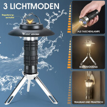 Lanterne de camping LED rétro élégante, lampe portable rechargeable étanche IP44 avec éclairage à 360 et luminosité réglable pour une