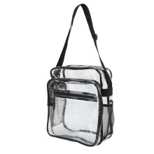 Stadiongodkendt klar taske, vandafvisende transparent tote med justerbar rem, holdbart PVC-materiale til koncerter, sportsbegivenheder og daglig brug