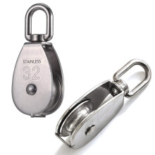 Conjunto de 2 polias de aço inoxidável 304 de alta capacidade de carga, funcionamento suave, resistentes para içamento e elevação, resistentes