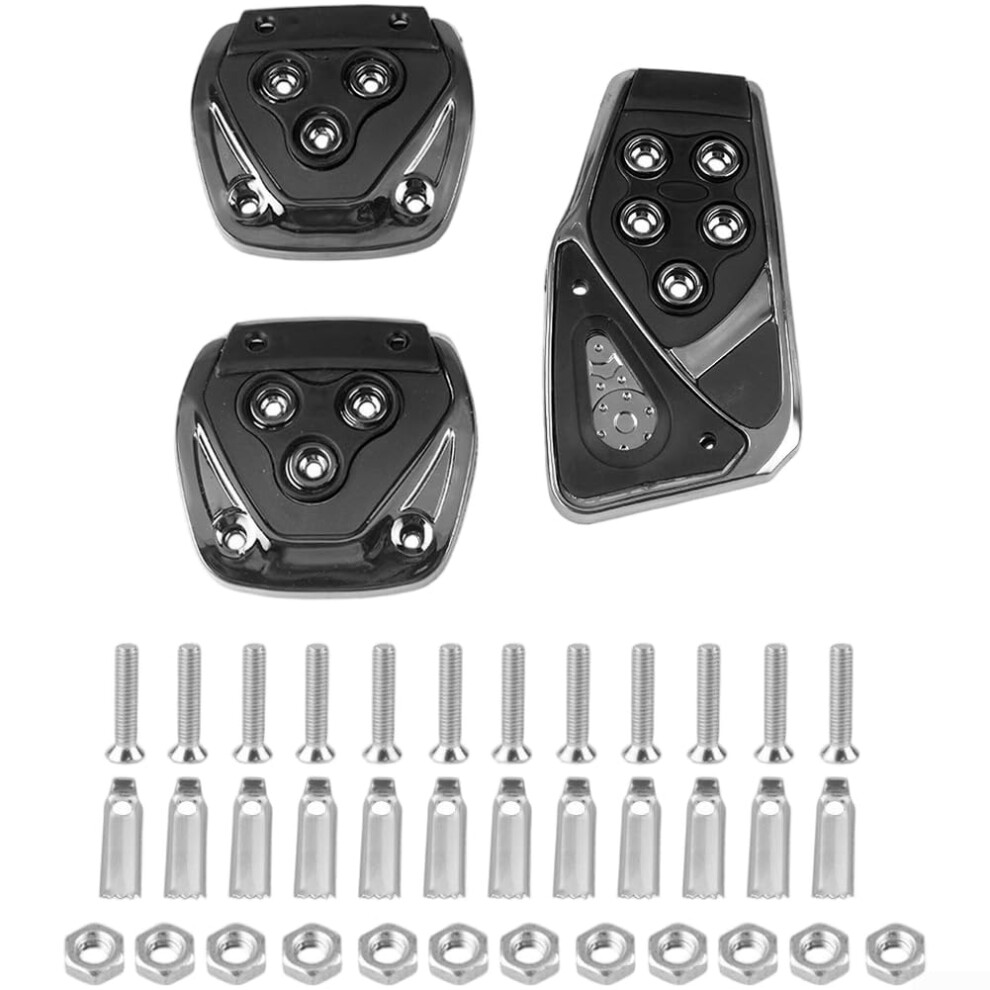 Car Brake Manual Pedal Slip Anti Covers Aluminum Alloy Nonslip For Clutch Transmission Vehicles Sporty Layout Set Black 9323874511788