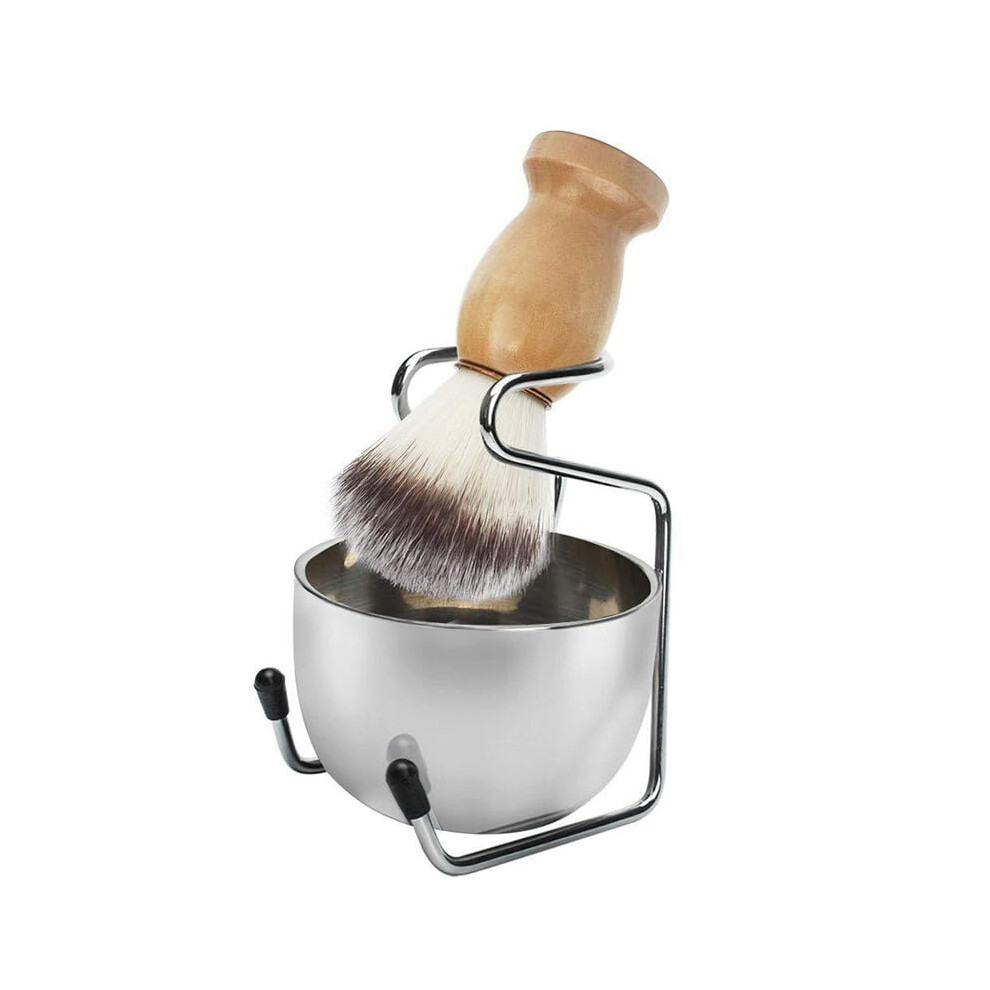 1 Set 3in1 Shaving Brush Kit for Men, Shaving Brush and Bowl Set with Stainless Steel Shaving Bowl  Brush Stand, Men's Facial Beauty Set