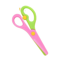 1 PC 137mm Safety Round Head Plastic Scissors for Kids, Children's Paper Cutting Scissors, Supplies for Kindergarten School (Green Pink)