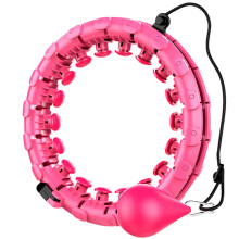 Intelligent Magnetic Therapy Hula Hoop Detachable Adjustable 360Degree Massage Ring Pink Size M Waist Slimming