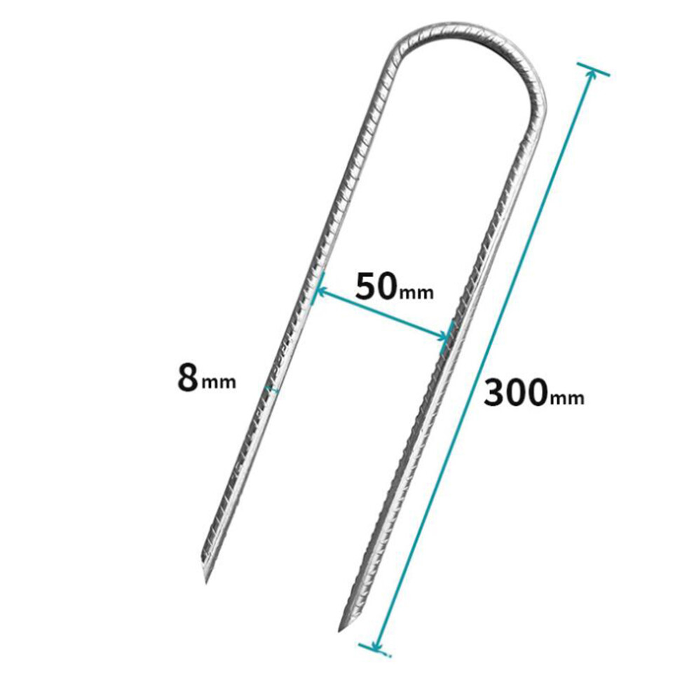 Ground Anchors For Outdoor Use, Heavy Duty U-Shaped Rebar Stakes 30Cm Galvanized Anti-Rust Ground Stakes With Chisel Tip Design For Tents Pavilions 9554910464380