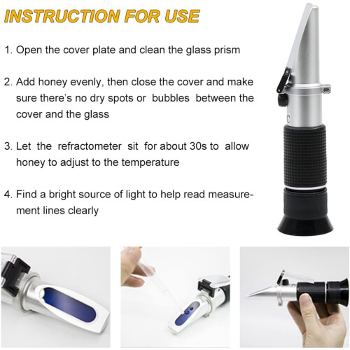 3In1 Handheld Honey Refractometer For Honey Moisture, Brix, Beekeeping Water Content Meter For Wine 1