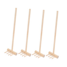 Set of 4 Wooden Sand Rakes for Sandpit and Garden Tiny Garden Rakes for Micro Gardens and Creative Craft Projects