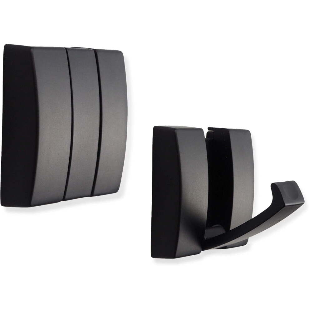 Stylish Wall Hook Set, Matte Black Hooks With Aerodynamic Retractable Design For Wall Hanging Coats, Towels, Bags, Suitable For Bathrooms, Closets, En 9454554843704