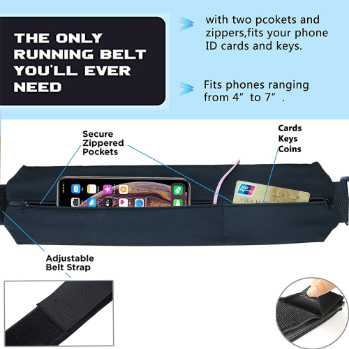 Equipamento de resistência: Cinto de corrida refletivo, pochete leve e compacta para smartphones de 7 polegadas, cinto de cintura durável com alça 2