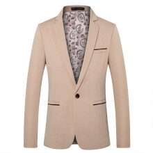 Men's Sporty Lapel Business Lightweight Blazer 3XL Khaki Long Sleeve Leisure Jacket Business Casual