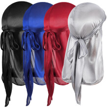 Kids Satin Durags 4Piece Set With Wave Caps, Extra Long Tails, Silky Durag, Wide Strap, 360 Waves Cap