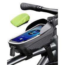 Suporte para celular de bicicleta com tela sensível ao toque em TPU de alta sensibilidade, bolsa de quadro de bicicleta à prova d'água com