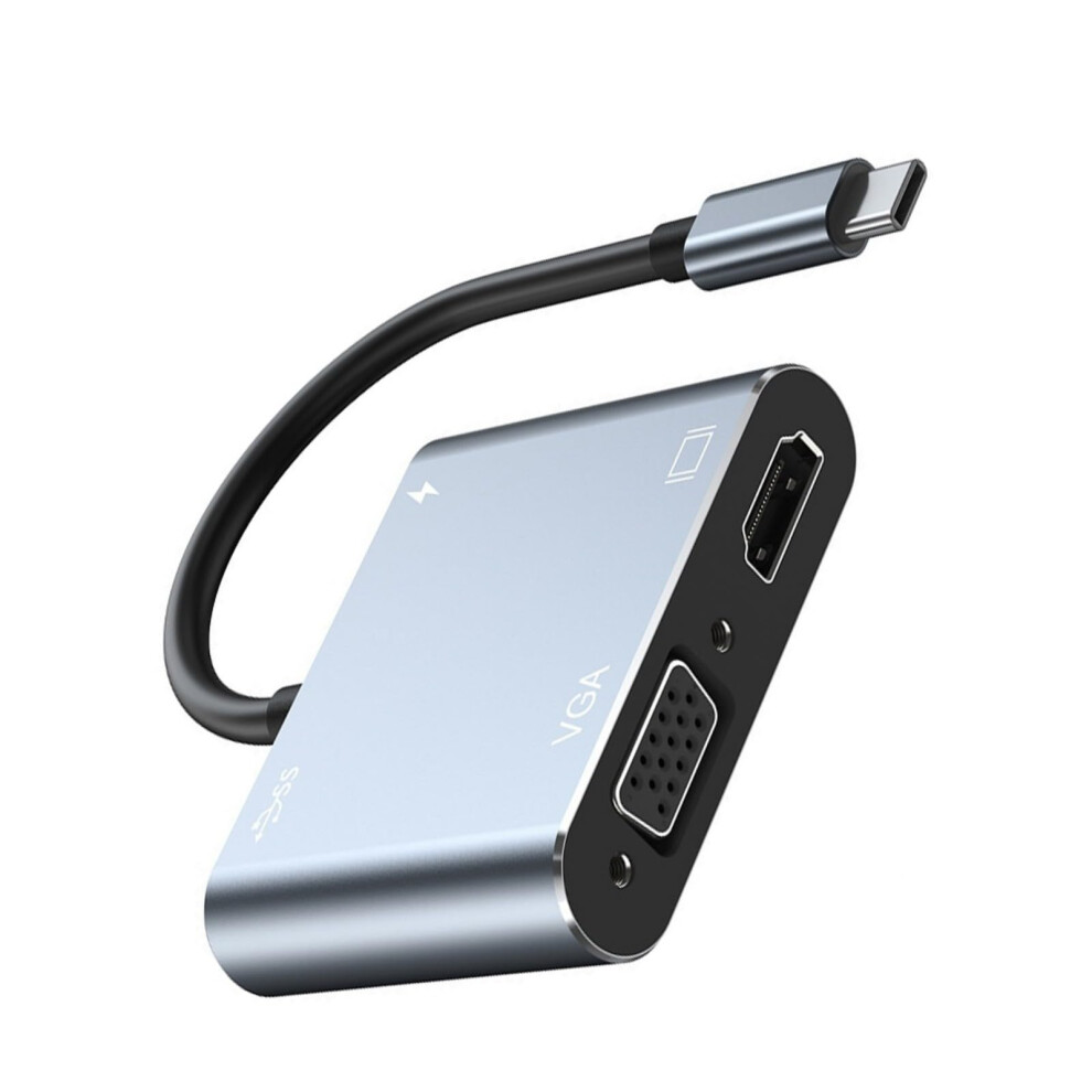 Usb Type C To Vga Adapters 4K Video Output Fast Charging Compatible With Laptops Tablets Smartphones C Hub 9001264372354