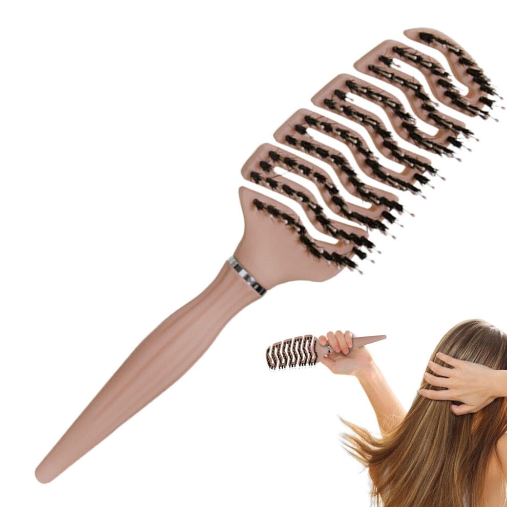 Brown Boar Bristle Teasing Hair Brush With Pointed Tail For Volumizing Root Lift And Salon Styling