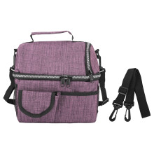 Isolierte Lunchtasche für Damen und Herren, zweigeteilte Kühltasche, auslaufsichere Thermo-Bento-Box mit verstellbarem Schultergurt und einfacher