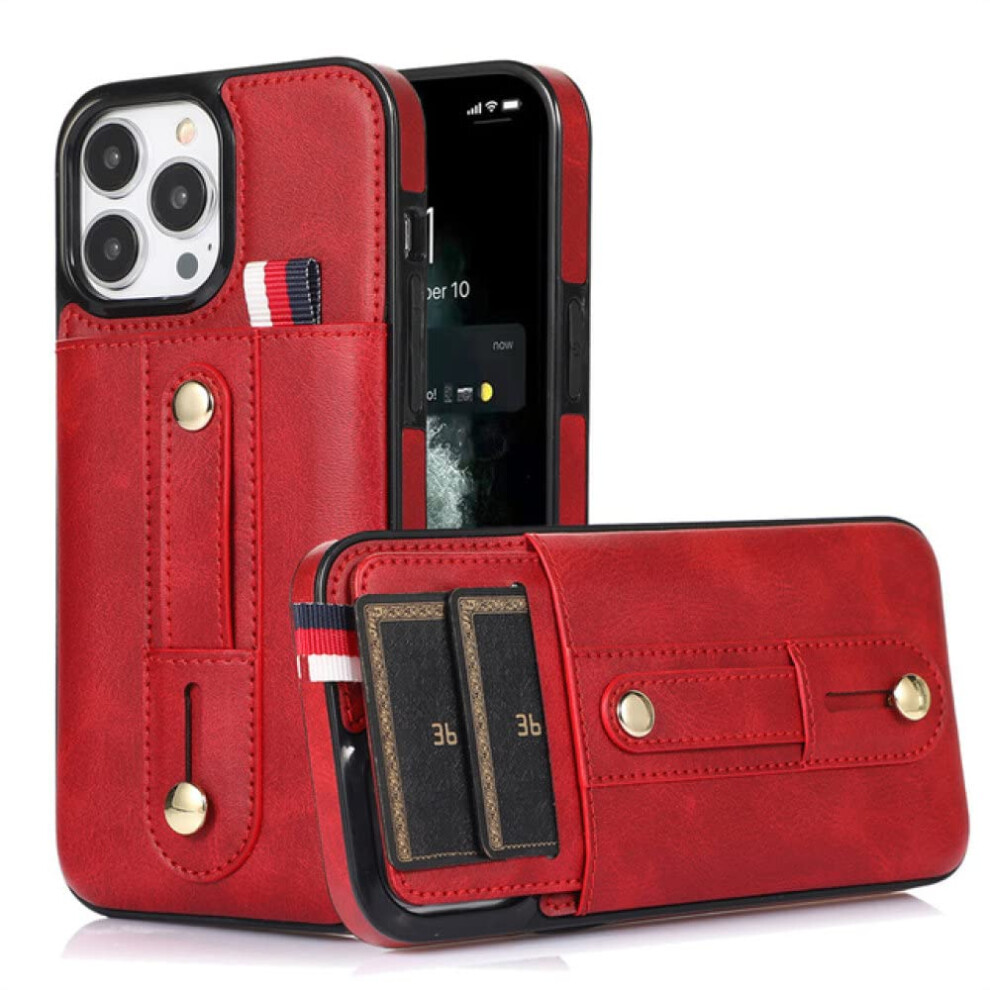 Leather Case For Iphone 13 Mini, Stand Holder Wallet Card Slots Red 9001264372811